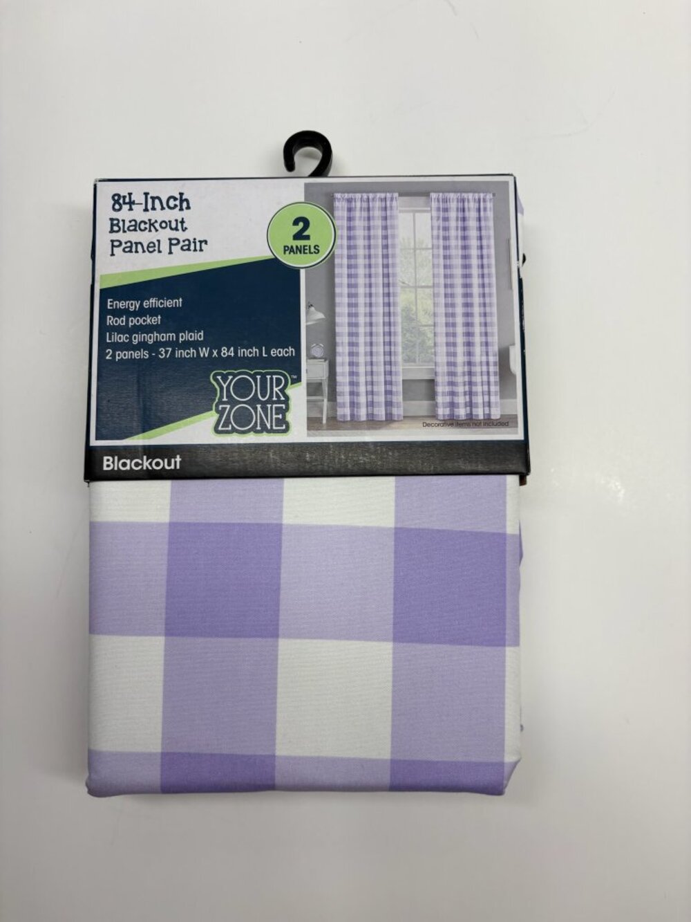84in 2 Panel Blackout Curtains for Bedroom Lilac Gingham Plaid